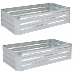 Sunnydaze Decor 48 in. Silver Rectangular Galvanized Steel Raised Beds (2-Pack)