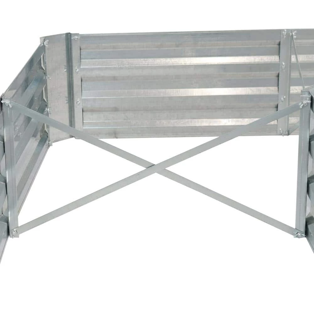 Sunnydaze Decor L-Shaped Silver Galvanized Steel Raised Garden Bed 6 Sunnydaze Decor L-Shaped Silver Galvanized Steel Raised Garden Bed - Image 6