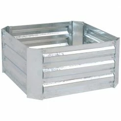 Sunnydaze Decor 24 in. Silver Galvanized Steel Square Raised Bed