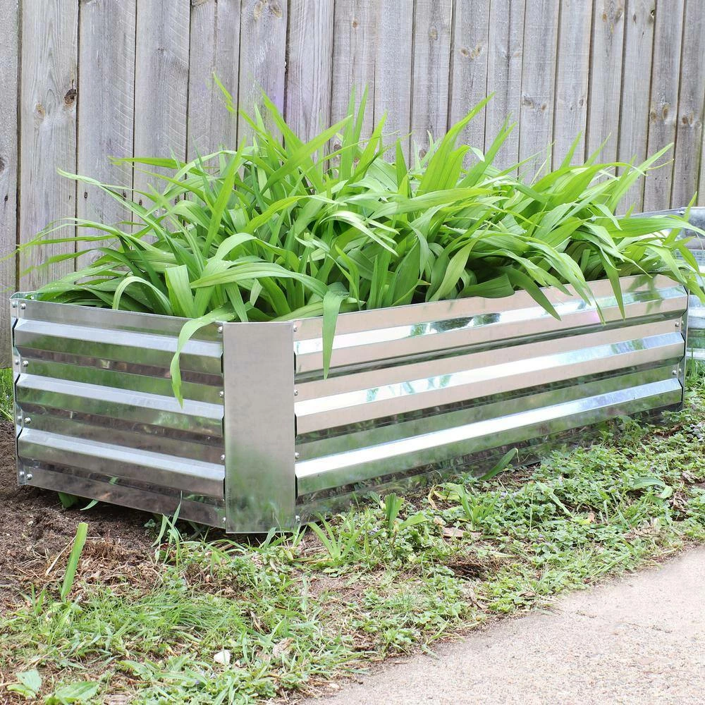 Sunnydaze Decor 48 in. Silver Galvanized Steel Rectangle Raised Bed 7 Sunnydaze Decor 48 in. Silver Galvanized Steel Rectangle Raised Bed - Image 7