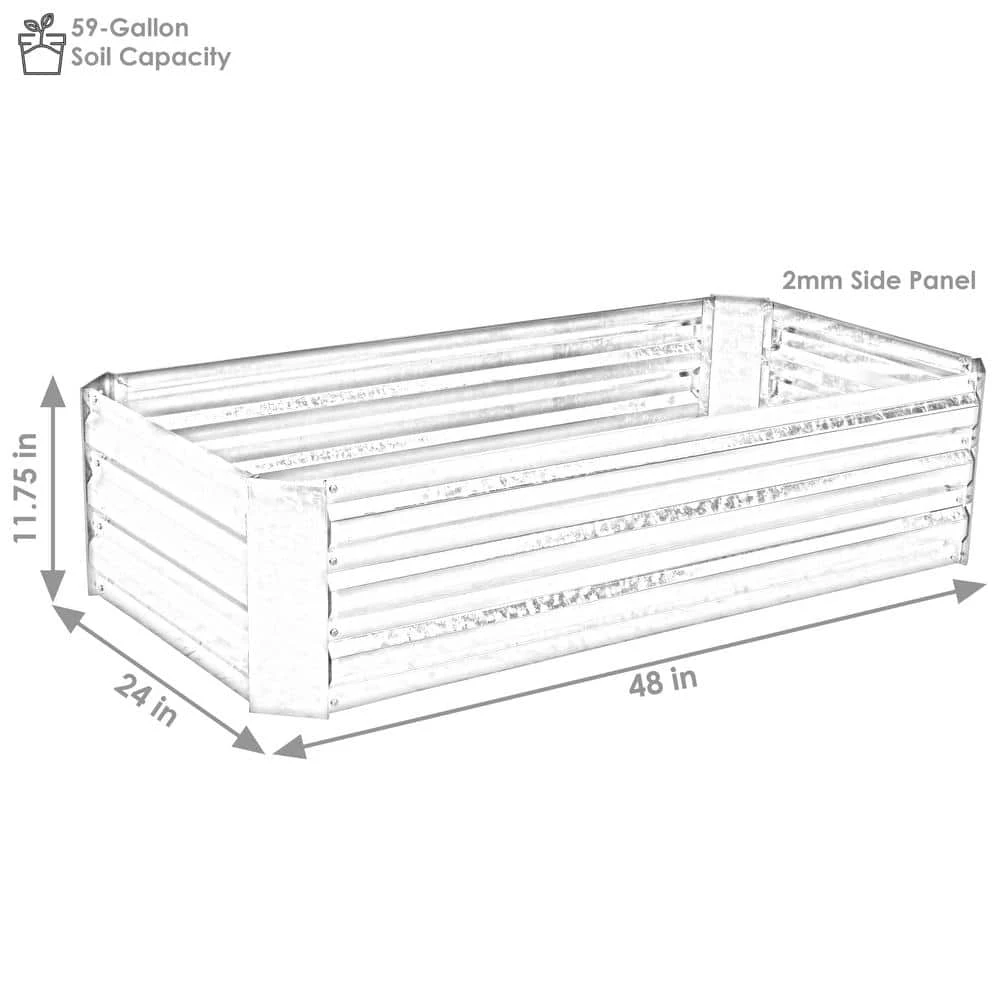 Sunnydaze Decor 48 in. Silver Galvanized Steel Rectangle Raised Bed 3 Sunnydaze Decor 48 in. Silver Galvanized Steel Rectangle Raised Bed - Image 3