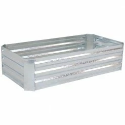 Sunnydaze Decor 48 in. Silver Galvanized Steel Rectangle Raised Bed