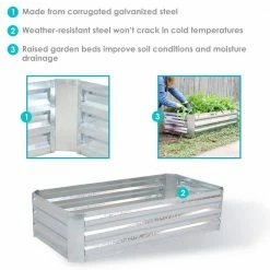 Sunnydaze Decor 48 in. Silver Galvanized Steel Rectangle Raised Bed 12 Sunnydaze Decor 48 in. Silver Galvanized Steel Rectangle Raised Bed -Sunnydaze Decor Sales silver sunnydaze decor raised planter boxes hb 512 fa 1000