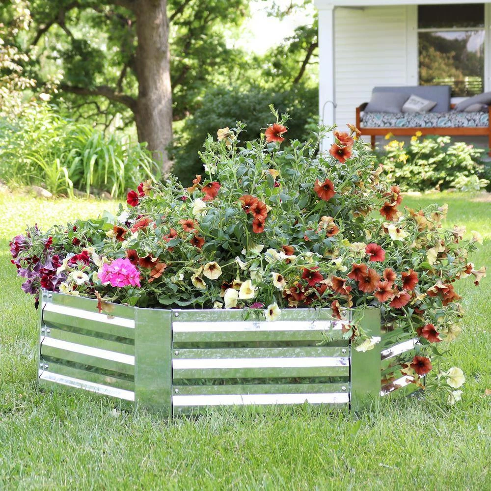 Sunnydaze Decor 41 in. Silver Galvanized Steel Hexagon Raised Bed 7 Sunnydaze Decor 41 in. Silver Galvanized Steel Hexagon Raised Bed - Image 7