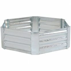 Sunnydaze Decor 41 in. Silver Galvanized Steel Hexagon Raised Bed