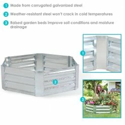 Sunnydaze Decor 41 in. Silver Galvanized Steel Hexagon Raised Bed 12 Sunnydaze Decor 41 in. Silver Galvanized Steel Hexagon Raised Bed -Sunnydaze Decor Sales silver sunnydaze decor raised planter boxes hb 550 fa 1000