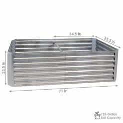 Sunnydaze Decor Sunnydaze 71 in. x 35.5 in. Silver Galvalume Galvanized Steel Raised Garden Bed -Sunnydaze Decor Sales silver sunnydaze decor raised planter boxes hst 760 1f 1000