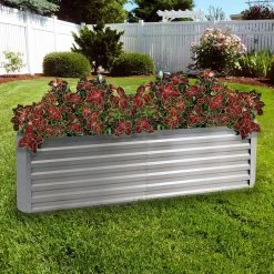 Sunnydaze Decor Sunnydaze 71 in. x 35.5 in. Silver Galvalume Galvanized Steel Raised Garden Bed -Sunnydaze Decor Sales silver sunnydaze decor raised planter boxes hst 760 31 1000