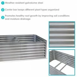Sunnydaze Decor Sunnydaze 71 in. x 35.5 in. Silver Galvalume Galvanized Steel Raised Garden Bed -Sunnydaze Decor Sales silver sunnydaze decor raised planter boxes hst 760 76 1000
