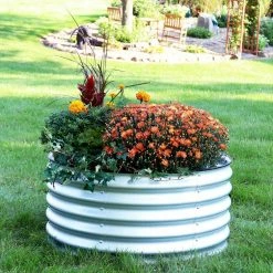 Sunnydaze Decor Sunnydaze 36 in. (91.44 cm) Round Galvalume Steel Raised Garden Bed - Silver -Sunnydaze Decor Sales silver sunnydaze decor raised planter boxes hst 945 76 1000