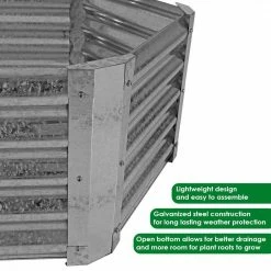 Sunnydaze Decor 40 in. Hexagon Galvanized Steel Raised Garden Bed 16 Sunnydaze Decor 40 in. Hexagon Galvanized Steel Raised Garden Bed -Sunnydaze Decor Sales silver sunnydaze decor raised planter boxes rcm lg476 1f 1000