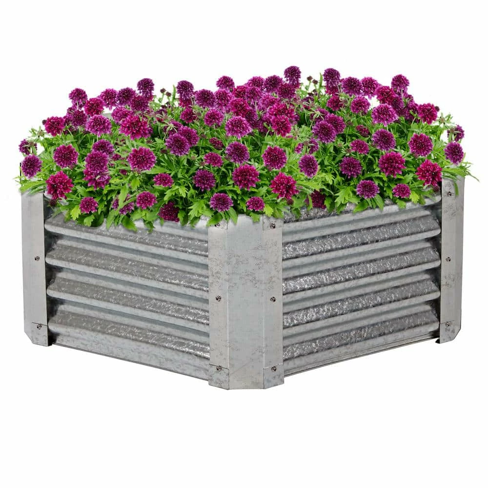 Sunnydaze Decor 40 in. Hexagon Galvanized Steel Raised Garden Bed 8 Sunnydaze Decor 40 in. Hexagon Galvanized Steel Raised Garden Bed - Image 8