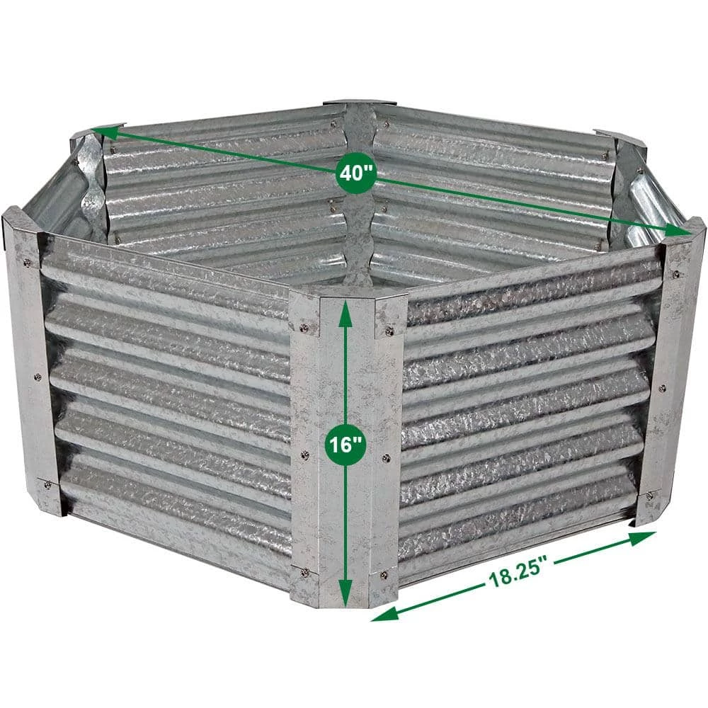 Sunnydaze Decor 40 in. Hexagon Galvanized Steel Raised Garden Bed 6 Sunnydaze Decor 40 in. Hexagon Galvanized Steel Raised Garden Bed - Image 6