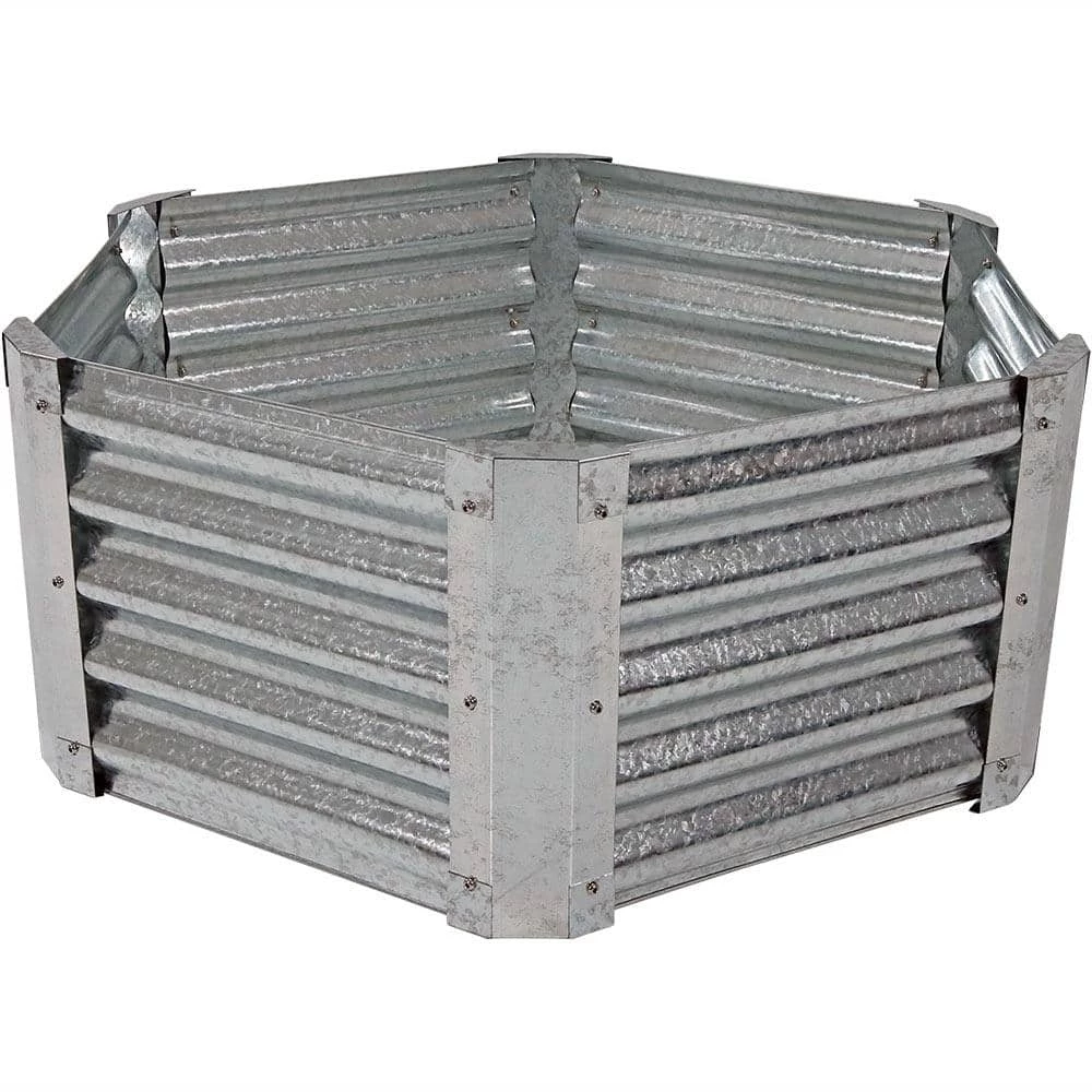 Sunnydaze Decor 40 in. Hexagon Galvanized Steel Raised Garden Bed 1 Sunnydaze Decor 40 in. Hexagon Galvanized Steel Raised Garden Bed