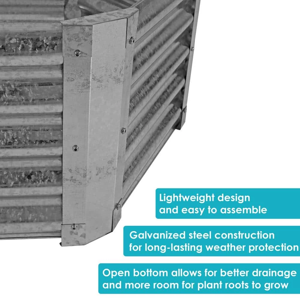 Sunnydaze Decor 40 in. Hexagon Galvanized Steel Raised Garden Bed 10 Sunnydaze Decor 40 in. Hexagon Galvanized Steel Raised Garden Bed - Image 10