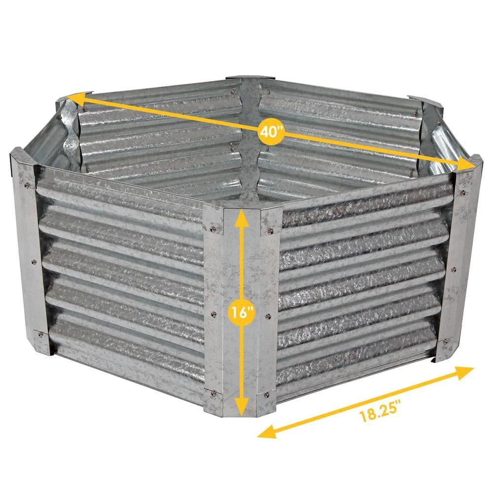Sunnydaze Decor 40 in. Hexagon Galvanized Steel Raised Garden Bed 9 Sunnydaze Decor 40 in. Hexagon Galvanized Steel Raised Garden Bed - Image 9