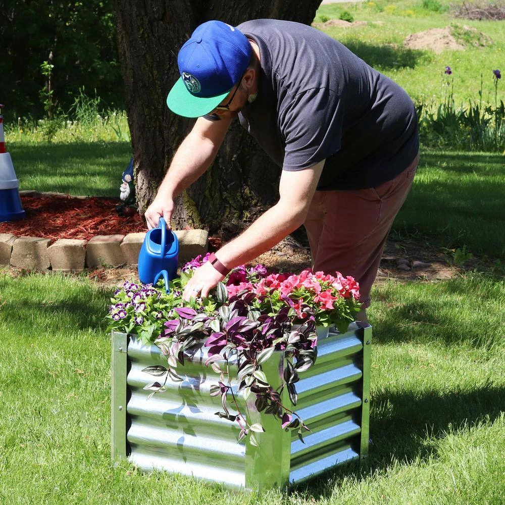 Sunnydaze Decor 22 in. Raised Galvanized Steel Garden Bed Square 2 Sunnydaze Decor 22 in. Raised Galvanized Steel Garden Bed Square - Image 2