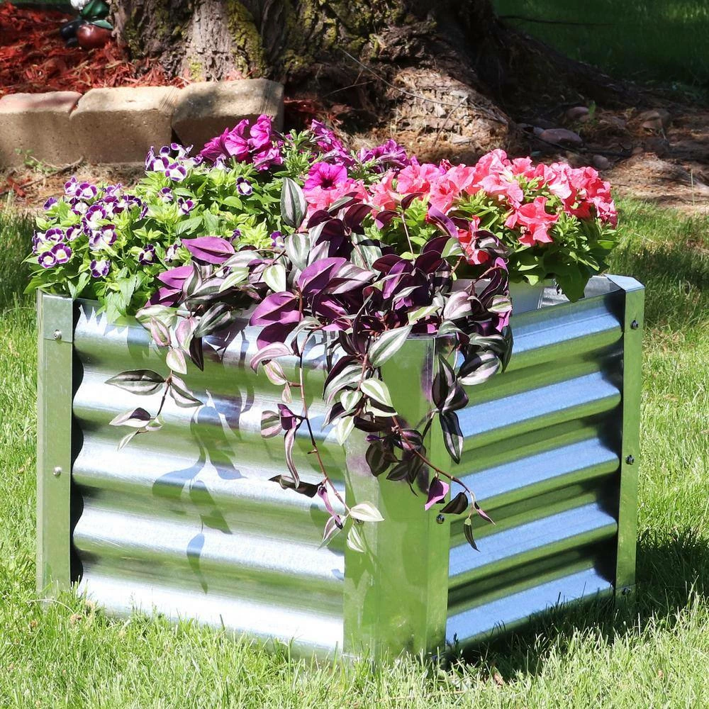 Sunnydaze Decor 22 in. Raised Galvanized Steel Garden Bed Square 3 Sunnydaze Decor 22 in. Raised Galvanized Steel Garden Bed Square - Image 3