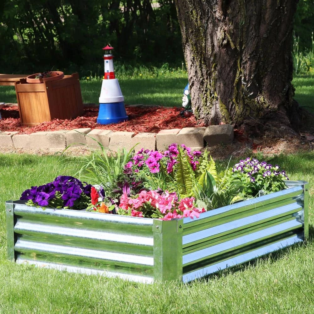 Sunnydaze Decor 48 in. Rectangle Raised Galvanized Steel Garden Bed 2 Sunnydaze Decor 48 in. Rectangle Raised Galvanized Steel Garden Bed - Image 2