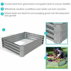 Sunnydaze Decor 48 in. Rectangle Raised Galvanized Steel Garden Bed 11 Sunnydaze Decor 48 in. Rectangle Raised Galvanized Steel Garden Bed -Sunnydaze Decor Sales silver sunnydaze decor raised planter boxes rcm lg481 66 1000