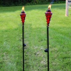 Sunnydaze Decor Red Glass Torch with Metal Citronella Swirl (Set of 2) -Sunnydaze Decor Sales sunnydaze decor citronella torches wko 085 31 1000