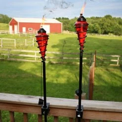 Sunnydaze Decor Red Glass Torch with Metal Citronella Swirl (Set of 2) -Sunnydaze Decor Sales sunnydaze decor citronella torches wko 085 fa 1000