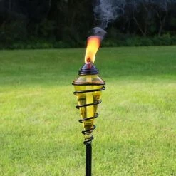Sunnydaze Decor Yellow Glass Torch with Metal Swirl Citronella Torch (Set of 2) -Sunnydaze Decor Sales sunnydaze decor citronella torches wko 092 44 1000