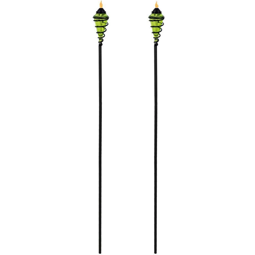 Sunnydaze Decor Green Glass Citronella Torch with Metal Swirl (Set of 2) 5 Sunnydaze Decor Green Glass Citronella Torch with Metal Swirl (Set of 2) - Image 5