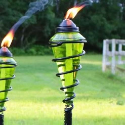 Sunnydaze Decor Green Glass Citronella Torch with Metal Swirl (Set of 2) 14 Sunnydaze Decor Green Glass Citronella Torch with Metal Swirl (Set of 2) -Sunnydaze Decor Sales sunnydaze decor citronella torches wko 108 44 1000