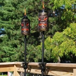 Sunnydaze Decor 66 in. Resin Tiki Face 3-in-1 Outdoor Torch (2-Pack) -Sunnydaze Decor Sales sunnydaze decor citronella torches wko 110 fa 1000