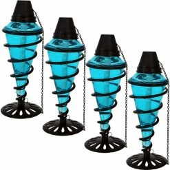 Sunnydaze Decor Swirling Metal with Glass Tabletop Citronella Torches in Blue (Set of 4) 7 Sunnydaze Decor Swirling Metal with Glass Tabletop Citronella Torches in Blue (Set of 4) -Sunnydaze Decor Sales sunnydaze decor citronella torches wko 115 4f 1000