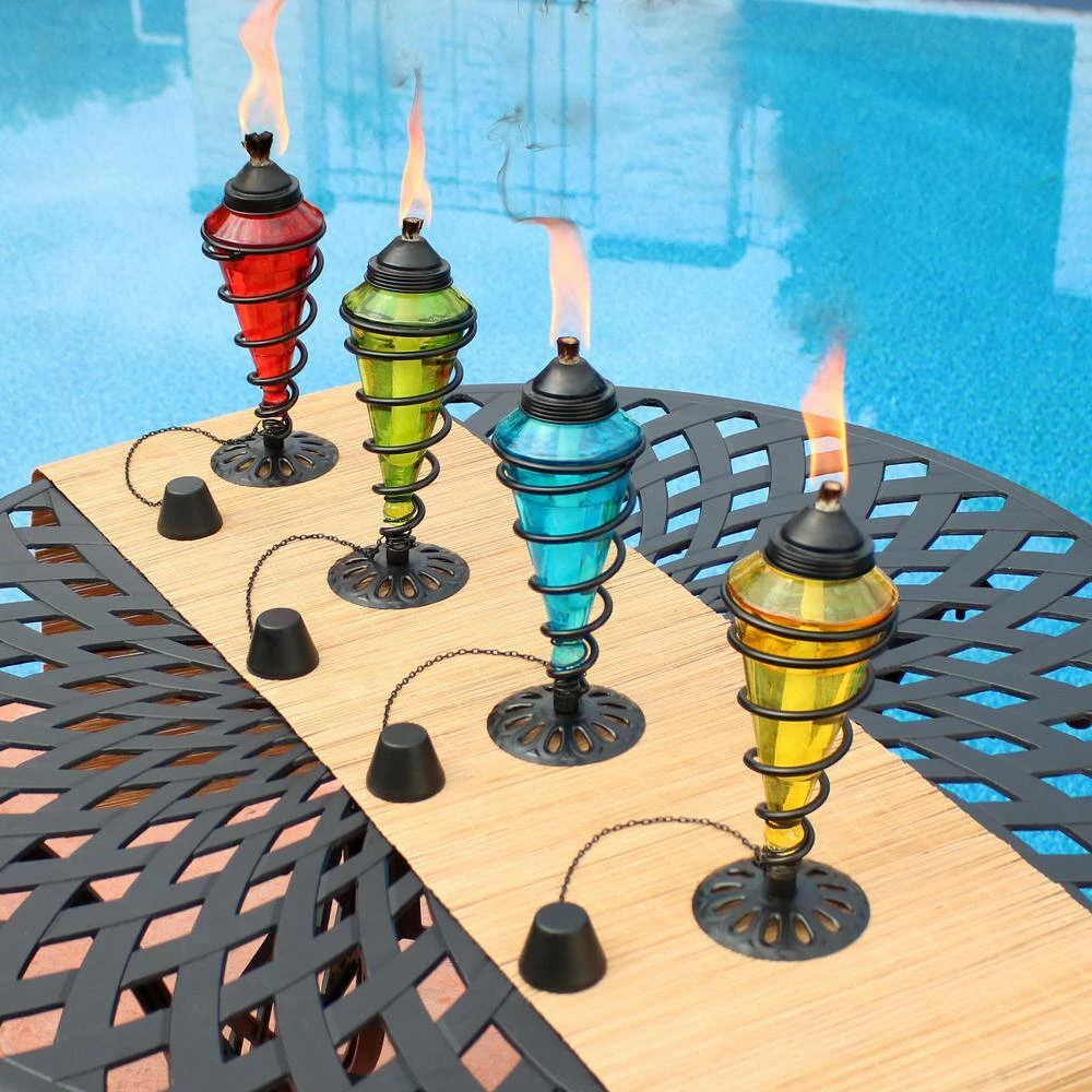 Sunnydaze Decor Colored Glass Outdoor Tabletop Torches - Fiberglass Wicks (Set of 8) 5 Sunnydaze Decor Colored Glass Outdoor Tabletop Torches - Fiberglass Wicks (Set of 8) - Image 5