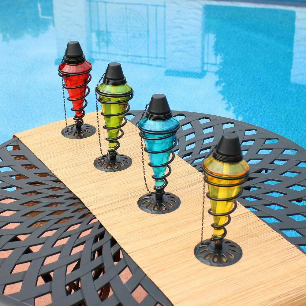 Sunnydaze Decor Colored Glass Outdoor Tabletop Torches - Fiberglass Wicks (Set of 8) 3 Sunnydaze Decor Colored Glass Outdoor Tabletop Torches - Fiberglass Wicks (Set of 8) - Image 3