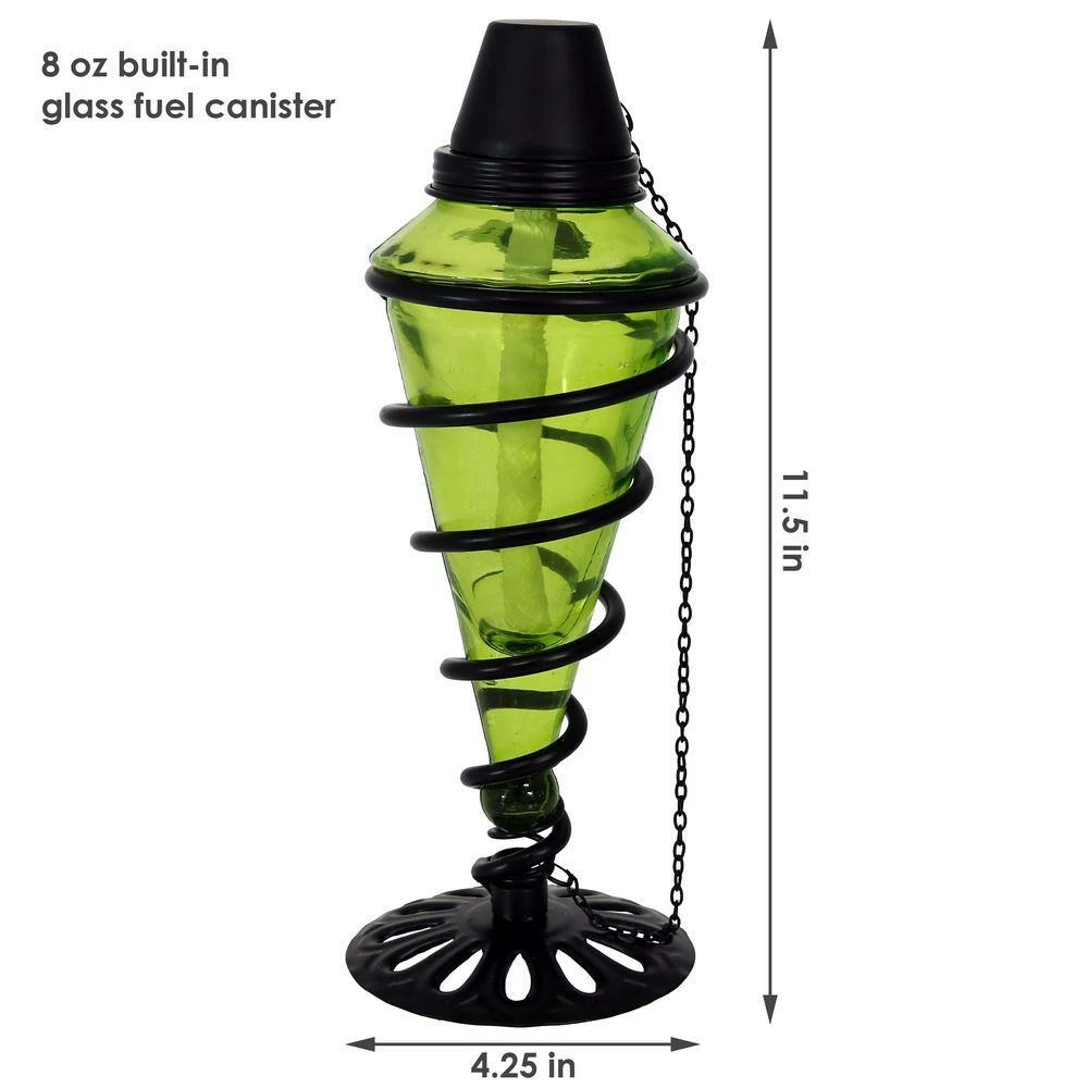 Sunnydaze Decor Colored Glass Outdoor Tabletop Torches - Fiberglass Wicks (Set of 8) 2 Sunnydaze Decor Colored Glass Outdoor Tabletop Torches - Fiberglass Wicks (Set of 8) - Image 2