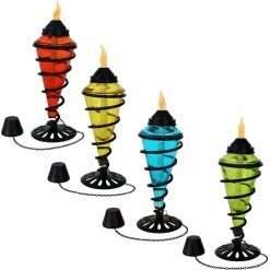 Sunnydaze Decor Swirling Metal Glass Tabletop Citronella in Multi-Color (Set of 4)