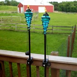 Sunnydaze Decor 67 in. Metal Swirl Glass Outdoor Torch 2-in-1 Blue (2-Pack) -Sunnydaze Decor Sales sunnydaze decor citronella torches wko 158 44 1000