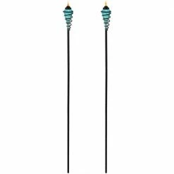 Sunnydaze Decor 67 in. Metal Swirl Glass Outdoor Torch 2-in-1 Blue (2-Pack) -Sunnydaze Decor Sales sunnydaze decor citronella torches wko 158 4f 1000