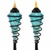 Sunnydaze Decor 67 in. Metal Swirl Glass Outdoor Torch 2-in-1 Blue (2-Pack)