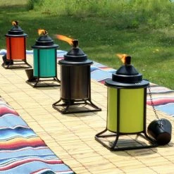 Sunnydaze Decor 7 in. Outdoor Metal Tabletop Torches Orange, Blue, Green and Brown (4-Pack) -Sunnydaze Decor Sales sunnydaze decor citronella torches wko 165 31 1000