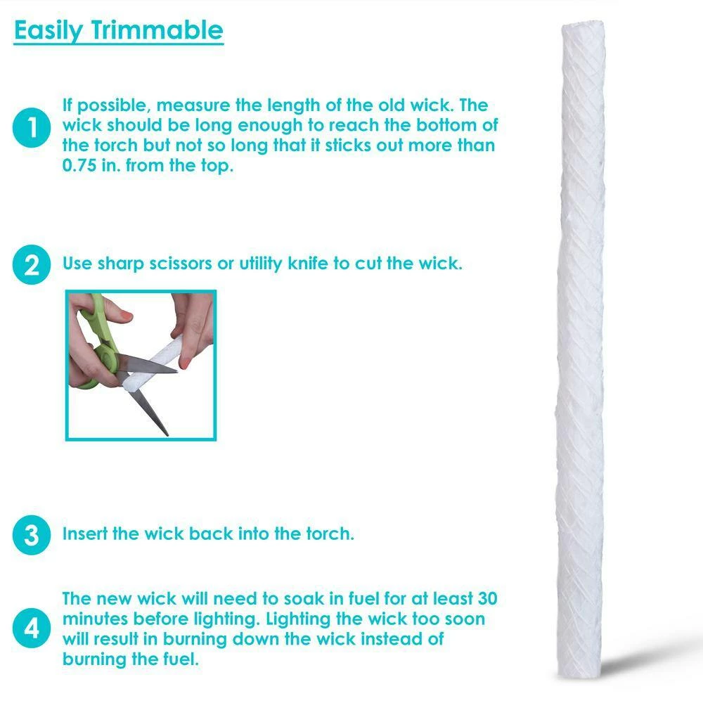 Sunnydaze Decor Replacement Fiberglass Wicks for Outdoor Torches and Lamps (Set of 8) 4 Sunnydaze Decor Replacement Fiberglass Wicks for Outdoor Torches and Lamps (Set of 8) - Image 4