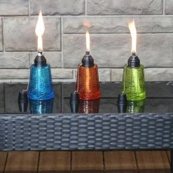 Sunnydaze Decor Glass Tabletop Torches, 1-Blue, 1-Orange and 1-Green (Set of 3) 19 Sunnydaze Decor Glass Tabletop Torches, 1-Blue, 1-Orange and 1-Green (Set of 3) -Sunnydaze Decor Sales sunnydaze decor citronella torches wko 857 31 1000
