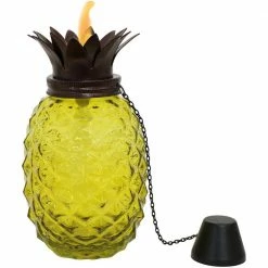 Sunnydaze Decor Tropical Pineapple 3-in-1 Yellow Glass Outdoor Torches (Set of 2) -Sunnydaze Decor Sales sunnydaze decor citronella torches wko 889 44 1000