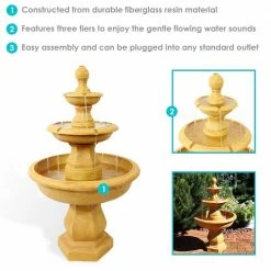 Sunnydaze Decor 40 in. 3-Tier Tropical Outdoor Water Fountain -Sunnydaze Decor Sales sunnydaze decor freestanding fountains 73521 fc 1f 1000