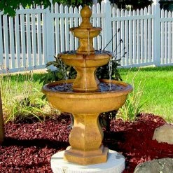 Sunnydaze Decor 40 in. 3-Tier Tropical Outdoor Water Fountain -Sunnydaze Decor Sales sunnydaze decor freestanding fountains 73521 fc 31 1000