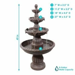 Sunnydaze Decor 49 in. 4-Tiered Mediterranean Outdoor Water Fountain -Sunnydaze Decor Sales sunnydaze decor freestanding fountains 73644 fc 4f 1000