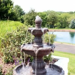 Sunnydaze Decor 49 in. 4-Tiered Mediterranean Outdoor Water Fountain -Sunnydaze Decor Sales sunnydaze decor freestanding fountains 73644 fc fa 1000