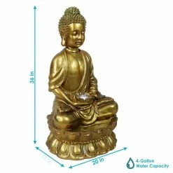 Sunnydaze Decor 36 in. Relaxed Buddha Outdoor Water Fountain with LED Lights -Sunnydaze Decor Sales sunnydaze decor freestanding fountains 73659 fc c3 1000