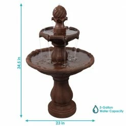 Sunnydaze Decor 2-Tier Rust Solar Outdoor Tiered Water Fountain with Battery Backup -Sunnydaze Decor Sales sunnydaze decor freestanding fountains amp f802 rust 4f 1000
