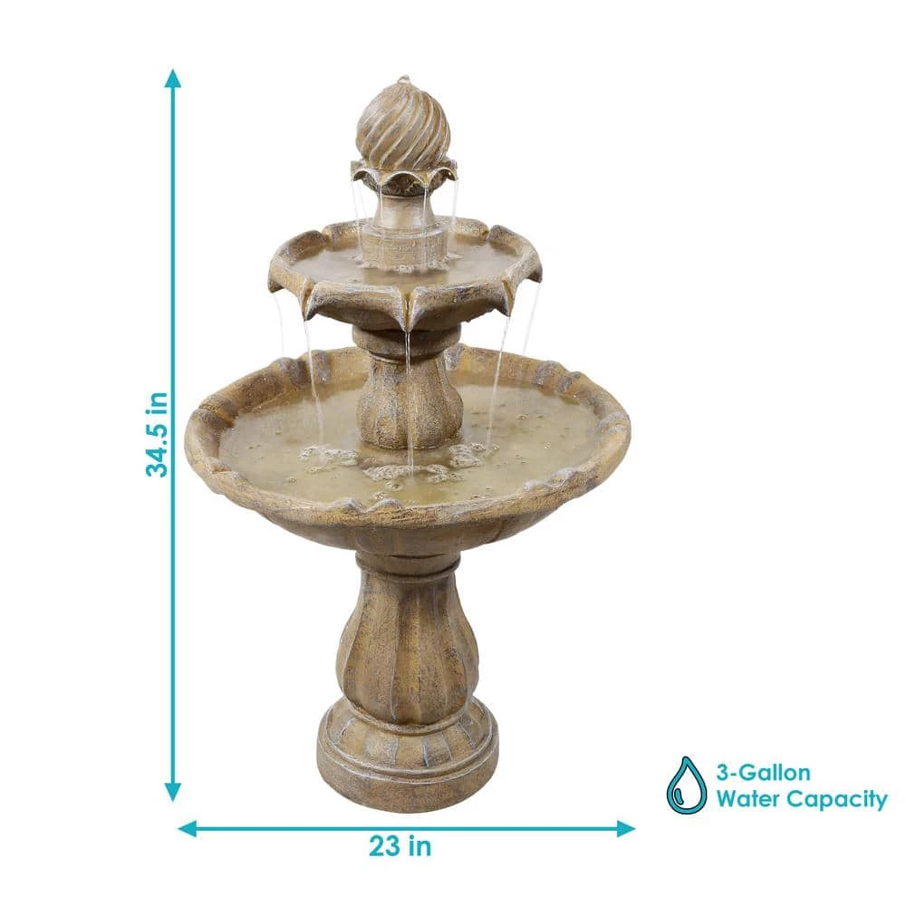Sunnydaze Decor 2-Tier Earth Solar Outdoor Tiered Water Fountain with Battery Backup 5 Sunnydaze Decor 2-Tier Earth Solar Outdoor Tiered Water Fountain with Battery Backup - Image 5