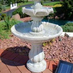 Sunnydaze Decor 2-Tier White Solar Outdoor Tiered Water Fountain with Battery Backup 15 Sunnydaze Decor 2-Tier White Solar Outdoor Tiered Water Fountain with Battery Backup -Sunnydaze Decor Sales sunnydaze decor freestanding fountains amp f802wht 1f 1000